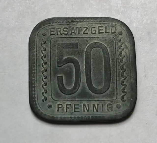 1918 Ludwigshafen a. Rhein BASF   50 Pfennig  Ersatzgeld Zinc Coin (#2)