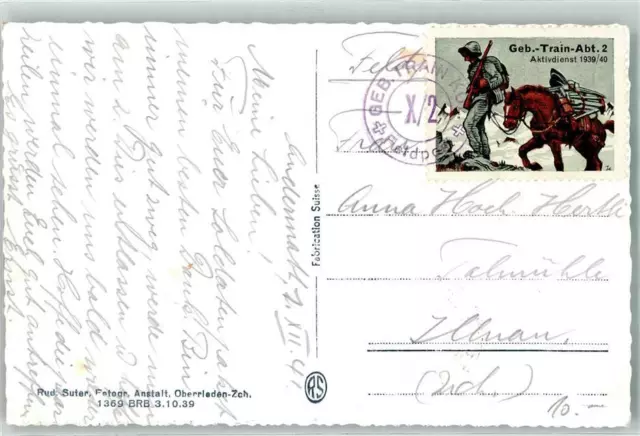 39368219 - Feldpost Geb. Train Abt. 2 Aktivdienst 1939/40 Soldatenmarke Phila