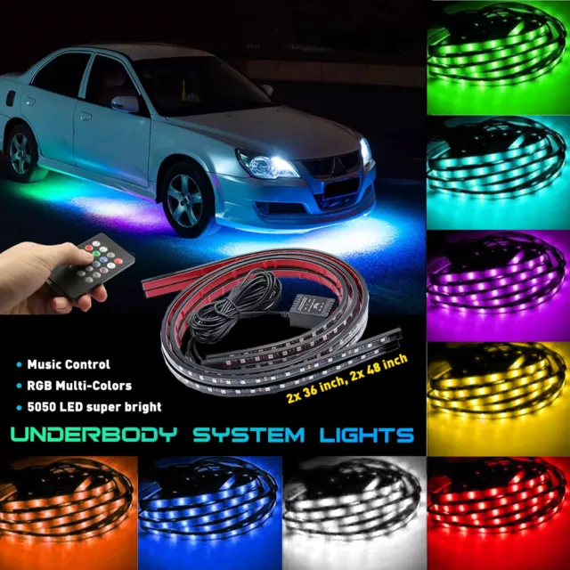 8 Color Strip LED RGB Under Car Underglow Tube Underbody System Neon Light Kit G