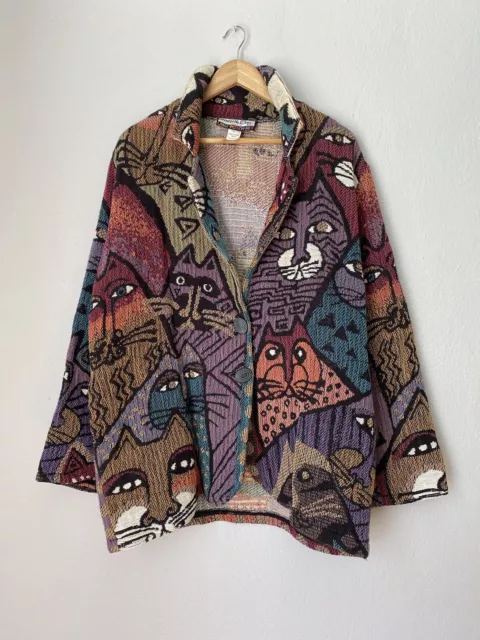 Cats Coat Laurel  Burch Its Outta the Bag Vintage Jacket Size Large