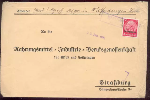 Besetzung Ii Wk Lothringen 1940 Wölfedingen Bedarfsbrief Notstempel(A5879