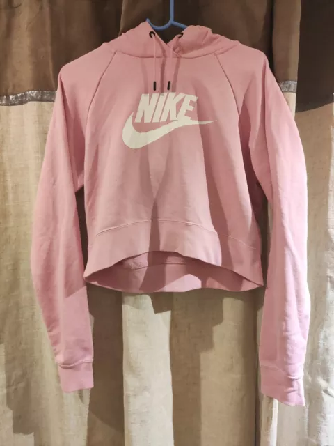 Felpa con cappuccio Nike per ragazze, rosa, logo bici bianco, taglia M, ottime condizioni,