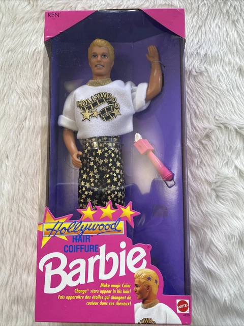 New Hollywood Hair Ken Barbie Doll 1992 French & English Box