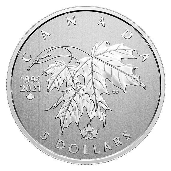 2021 Canada Our Beloved Maple - $5 Dollar Pure Silver Coin 25th Anniv. Arboreal