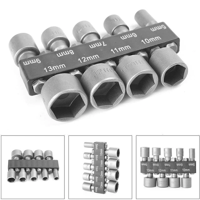9pcs Power Nut Driver Hex Shank Drill Bit Adapter Socket Wrench Screw Kit