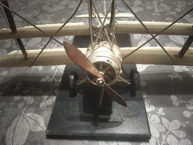 Modèle Avion Vintage Métal Forgé Décoration Rétro Double Ailes Ornement