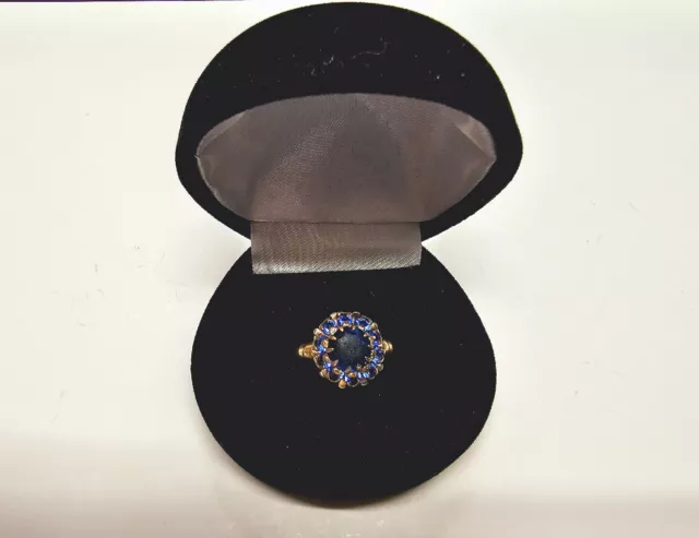 Victorian 10K Solid Yellow Gold W/ Natural Sapphires Ring Art Deco Size 6