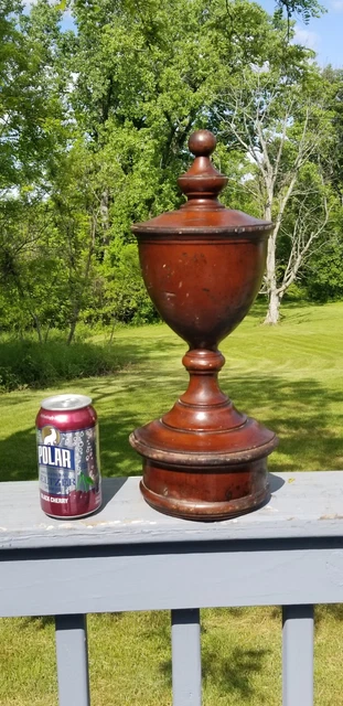 Vtg Classic Colonial Solid Mahogany / Walnut Wood Newel Post Finial 15” Has Chip
