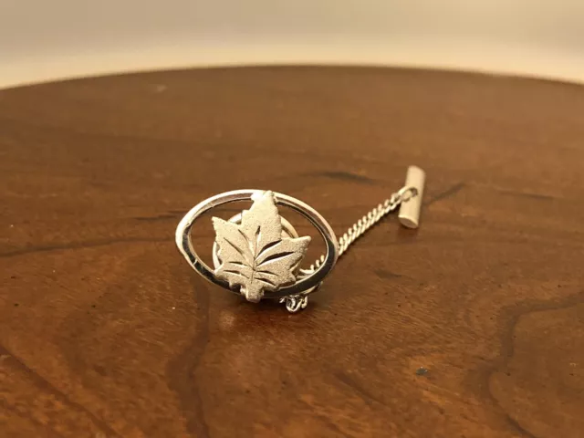 Silver Maple Leaf Vintage Tie Tack