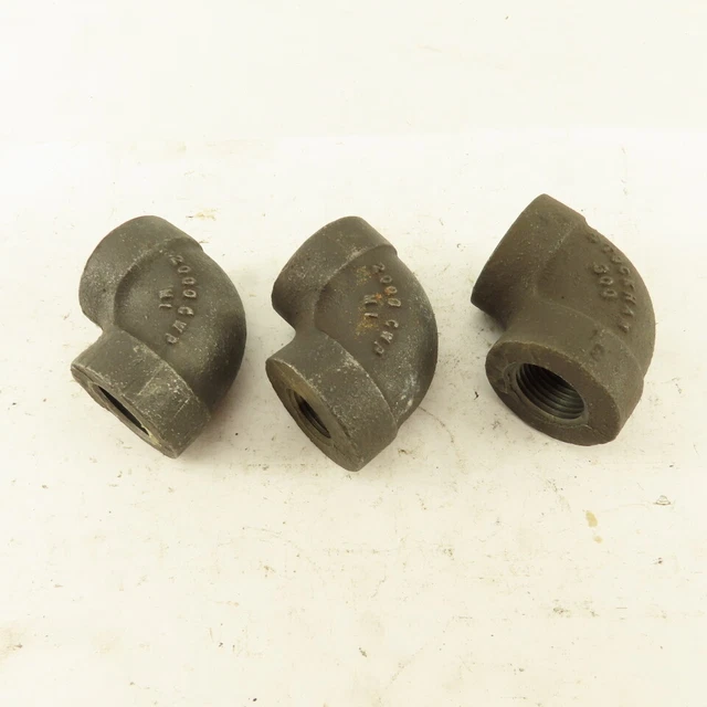 1/4" to 1/2" NPT Schedule 80 Reducing 45° Elbow Black Pipe Fitting Lot of 3
