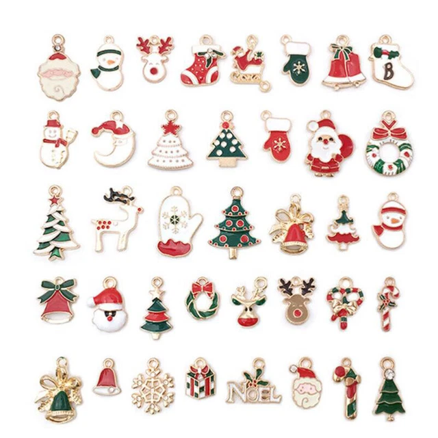 38Pcs Mixed Christmas Charms Enamel Pendants DIY Bracelet Jewelry Making Cr;;i