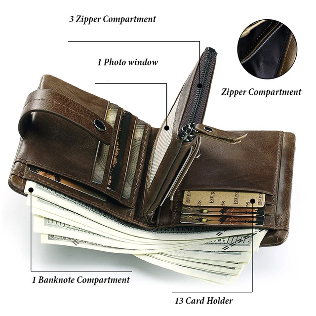 ​​Men's Genuine Leather Wallet RFID Bifold Slim Credit Card Holder Pocket Purse 7