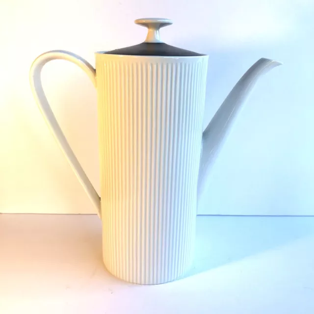 MCM Arzberg *Athena White* Ribbed Coffee Pot Made In Germany Vintage 1000ml