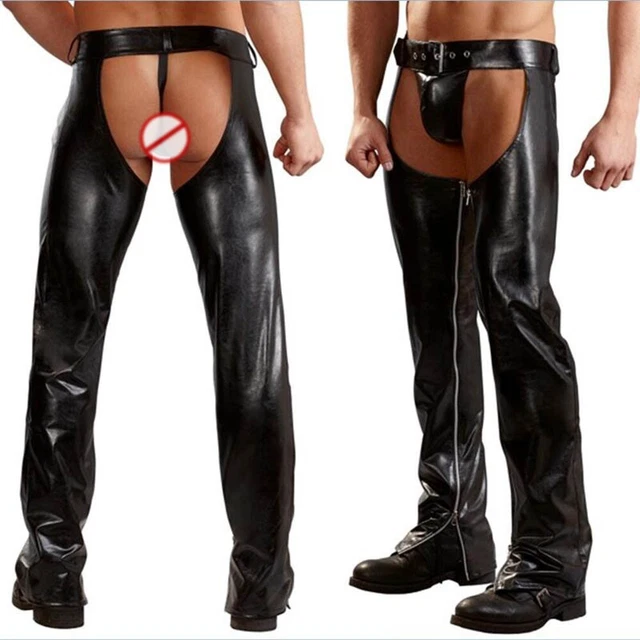 Pantalon homme à la mode en cuir noir coupe mince parfait pour les vêtements d