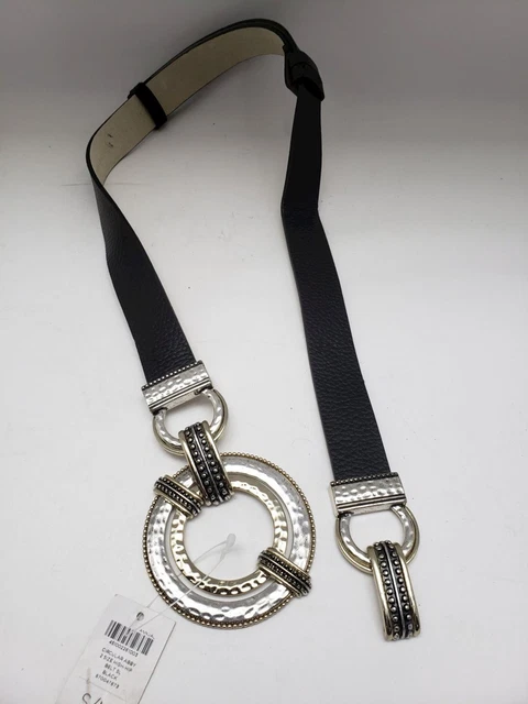 Women's CHICO'S Black Leather Belt S/M NWT