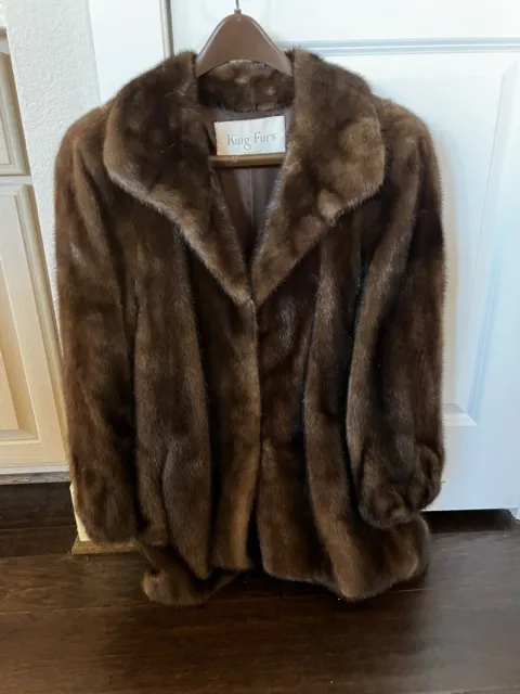 Classic Vintage MINK fur coat brown Womens Large jacket KING FURS MEMPHIS
