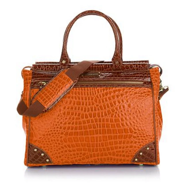 Samantha Brown Luggage Croco SMALL Dowel Travel Bag (Koi Orange) Carry on