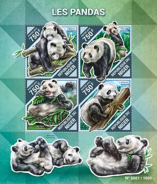 Wild Animals Pandas Stamps Niger 2015 MNH Giant Panda Bears 4v M/S