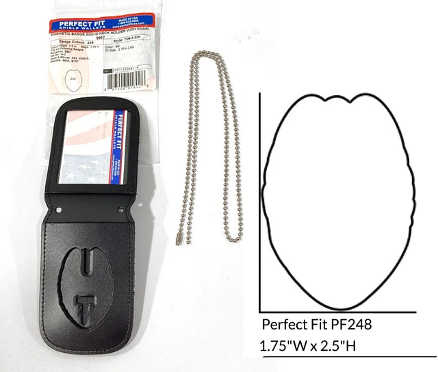 Perfect Fit 706-1-Mh Leather Shield Magnetic Neck Chain Badge & Id Holder B957