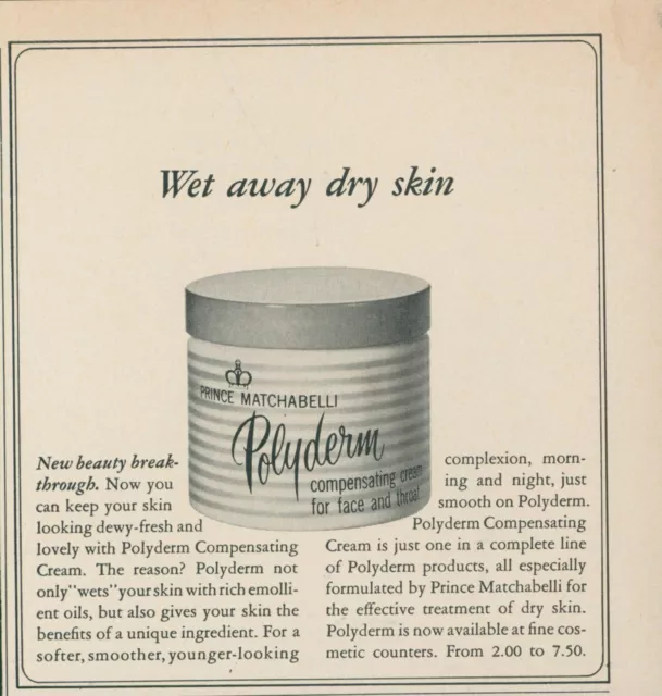 1965  Prince Matchabelli Polyderm Compensating Cream Face Vintage Print Ad GH2