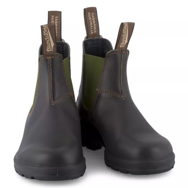 Blundstone 519 Stout braun olivfarbenes Leder Chelsea Stiefel Unisex klassisch 3