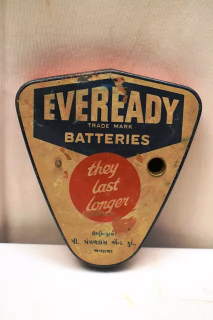 Vintage Eveready Batteries Advertising Tin Box Bulb Lamp Taster Shop Display"11