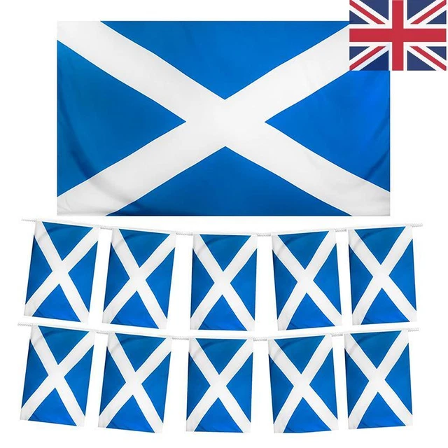 5 X 3FT Euro 2024 Scotland Flag&Scotland Flag Bunting 10m Saltire