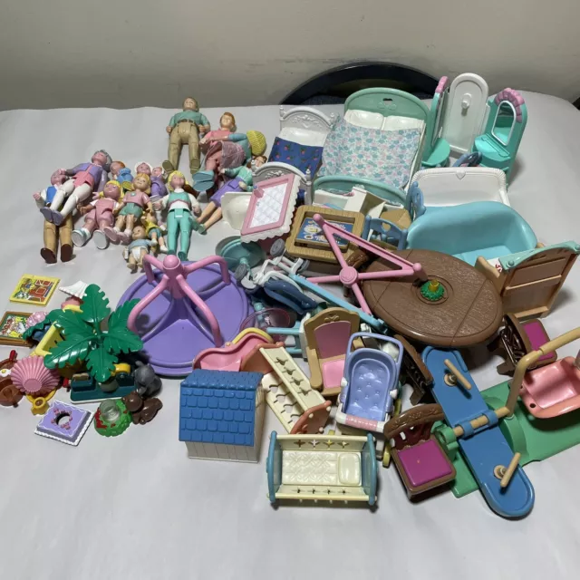 HUGE Lot Vintage Fisher Price 1990’s Loving Family Mom Dad Accessories