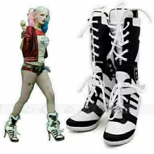 Cosplay Harley Quinn DC Suicide Squad Boots Heel Shoes Cosplay Halloween Costume