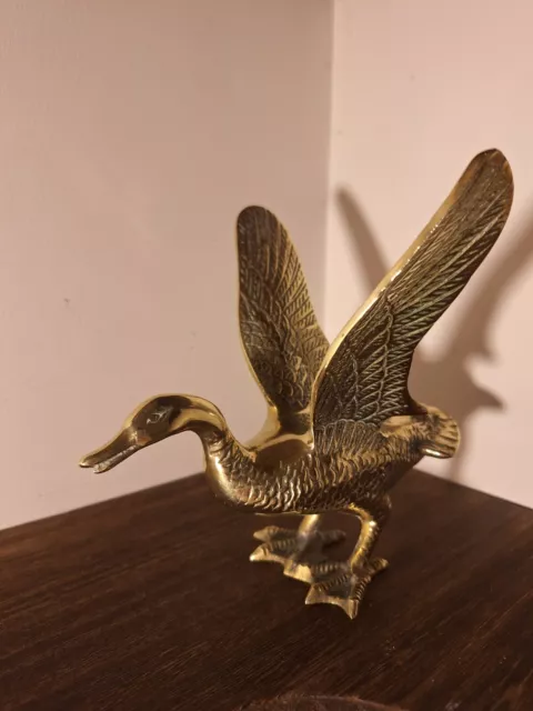 Vintage Solid Brass Duck Statue Figurine Sculpture Decoration Ornament