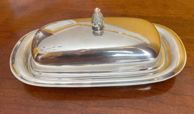 Vintage Wm Rogers Silverplate Butter Dish with Lid and Glass Insert