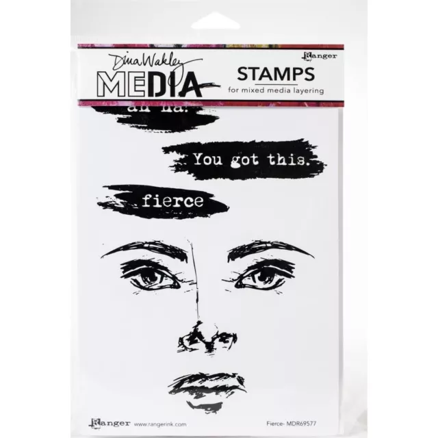 Dina Wakley Media Cling Stamps 6"X9" Fierce