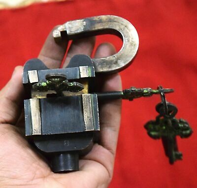 Brass Square Tricky Lock Brass Padlock Handmade Heavy Door Lock With 6 Key GK561