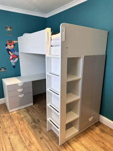 ikea smastad loft bed white/grey VGC