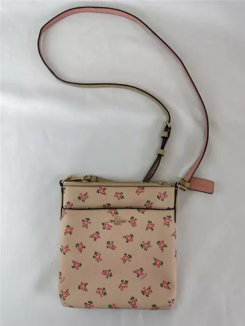 ^ Coach  Baby Pink Rosettes Crossbody Bag Reversible Strap Used Condition