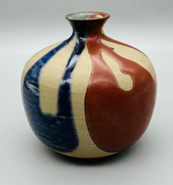 Vintage MCM Weed Pot - Drip Glaze Stoneware Pottery Vase Vessel OMC Japan 3”