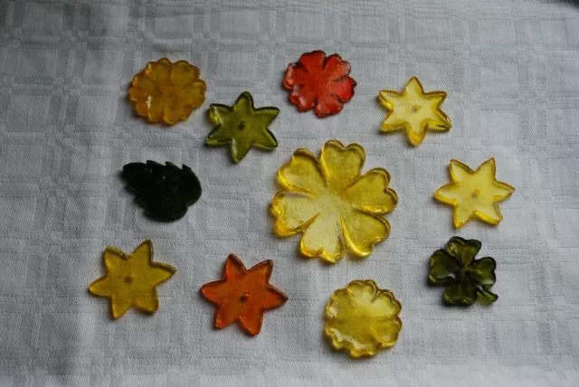 Konvolut Bastelmaterial Blumen Blätter gelb orange grün 10 Stück Sortiment 2