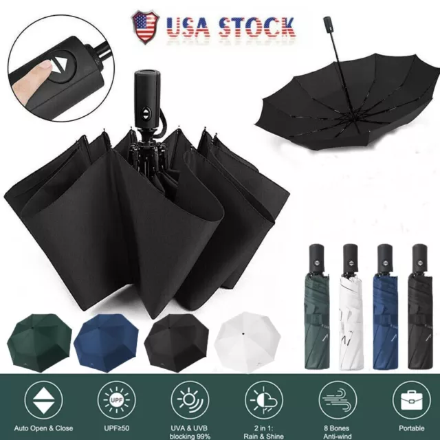 Automatic Umbrella Anti-UV Sun/Rain Windproof 3 Folding Compact Umbrella 4 Color