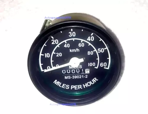 JEEP Willys Speedometer Gauge fits 1946-66 CJ-2A, 3A, 3B,M38, M38A1 Black Bezel