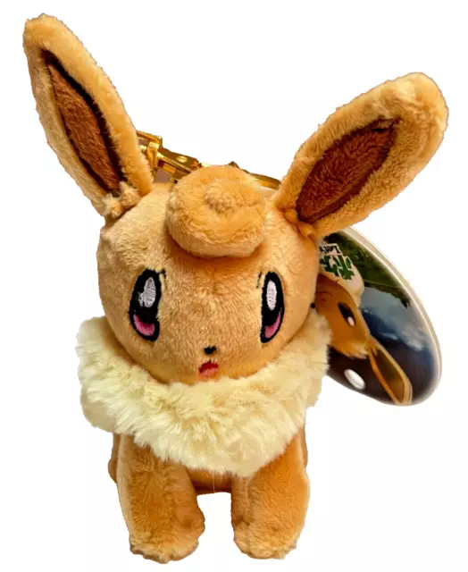 Pokemon Center 2018 Let's Go Pikachu Eevee Evoli Mascot Plush Peluche Keychain