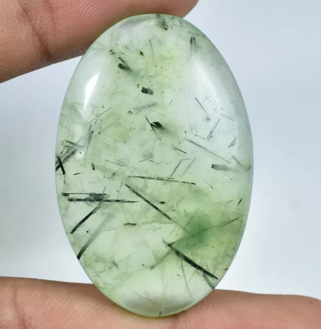 91.65 Ct Natural African Green Prehnite Oval Shape Loose Cabochon Gem Certified 3