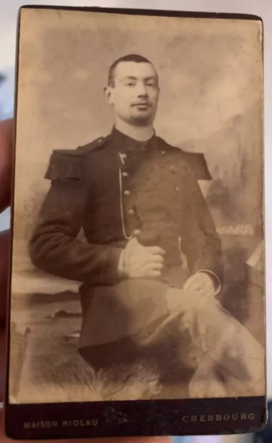 Cdv Militaire Photo Soldat Marsouin Regiment D’infanterie Coloniale Cherbourg