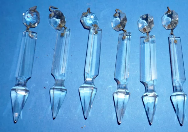 Eiszapfen Zapfen Kristall Glas f. Kronleuchter Ersatzteile Baumbehang 6x URALT /