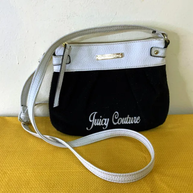 JUICY COUTURE Crossbody Small Bag Purse White Pebbled Leather Cloth Size 9x7.5