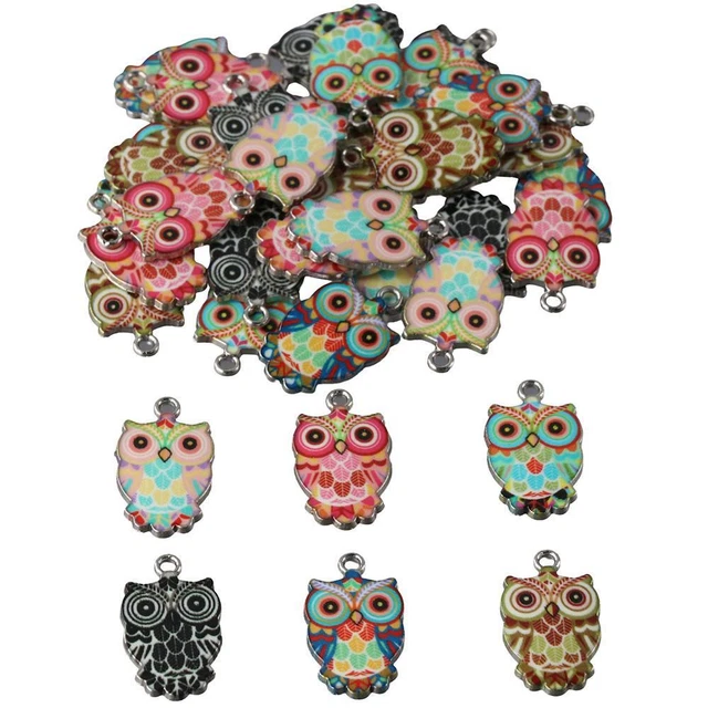 Bunt Emaille-Charms Eule Eulen anhänger Eulen-Anhänger  DIY Schmuck herstellung