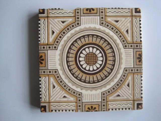 Antique 6" Victorian Mintons Multicolour Aesthetic Print Wall Tile  #1723 C1880