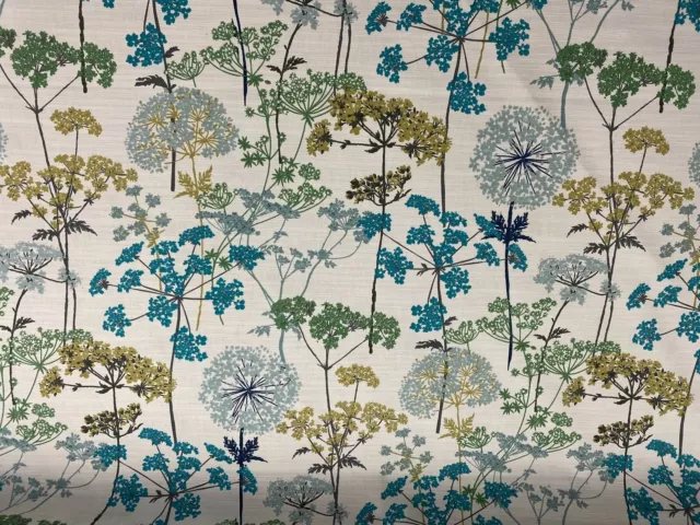 Hedgerow Teal  Cotton 140cm wide  Curtain Fabric