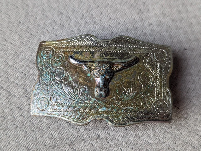 Boucle De Ceinture Vintage Années 70 USA - Motif Cheval Western, Métal, Occasion
