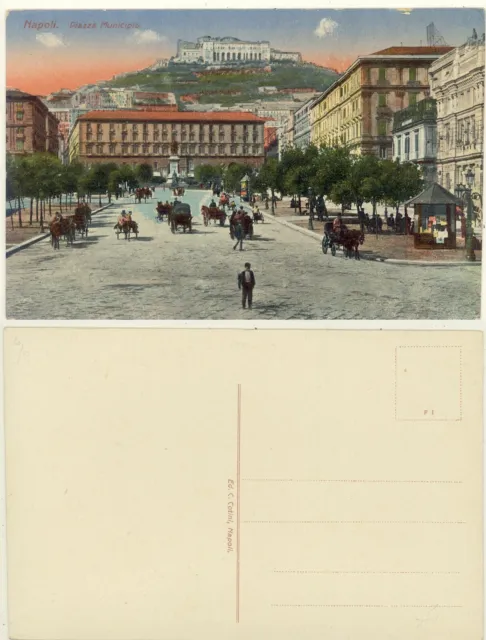 Napoli -Piazza Municipio  Cartolina D'epoca