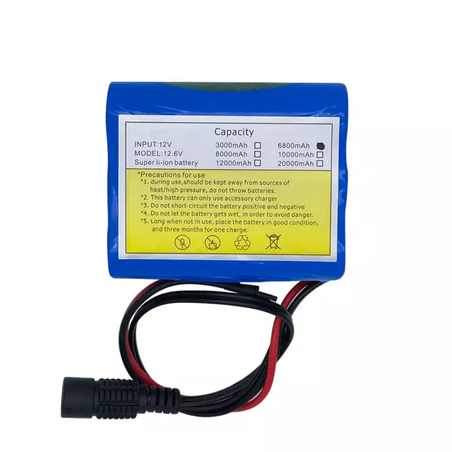 12V DC 6800MAH Rechargeable Li-ion Battery Pack with BMS Protection ...